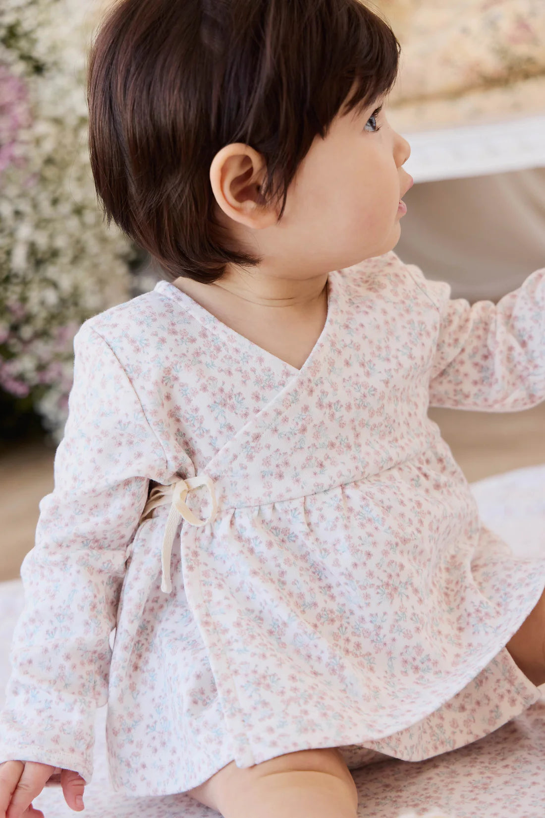 Organic Cotton Clemence Wrap Top - Posy Milk