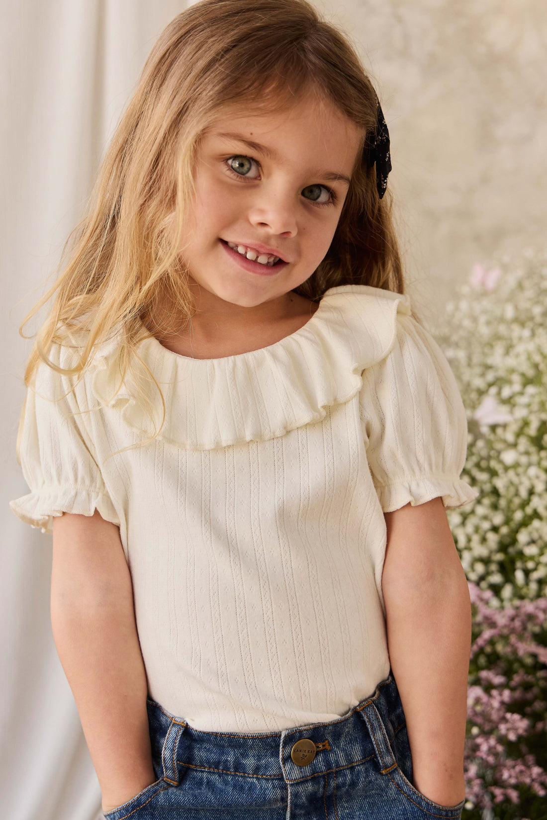 Organic Cotton Pointelle Marlene Top - Parchment
