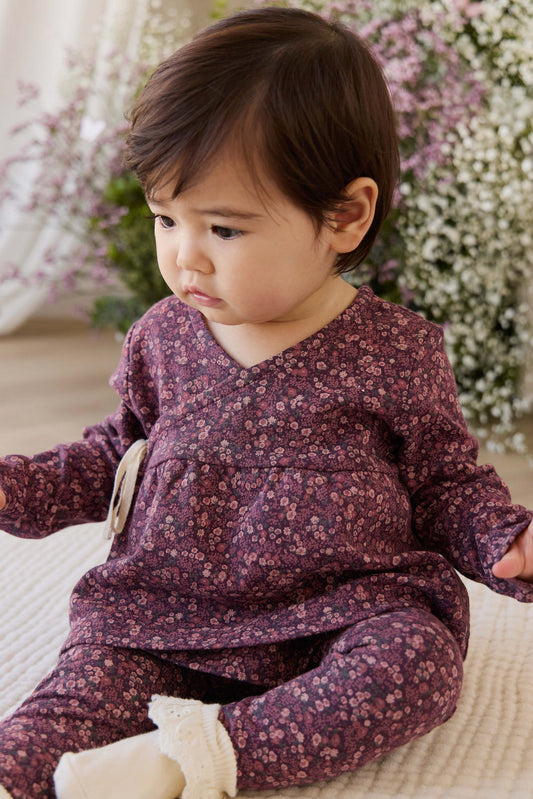 Organic Cotton Everyday Legging - Fig Floral