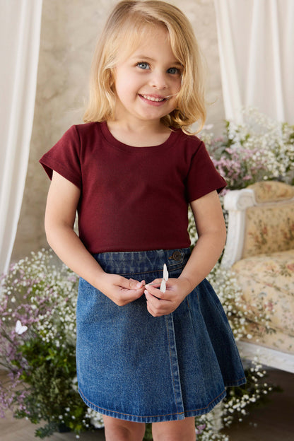 Organic Cotton Rib Helene Tee - Burgundy