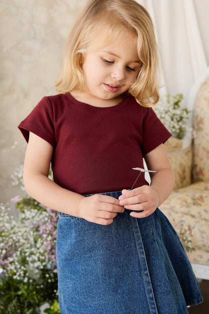 Organic Cotton Rib Helene Tee - Burgundy