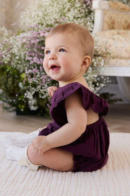 Organic Cotton Muslin Beatrice Playsuit - Fig