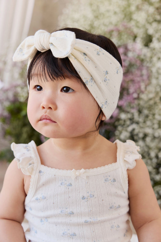 Organic Cotton Pointelle Headband - Molly Blue
