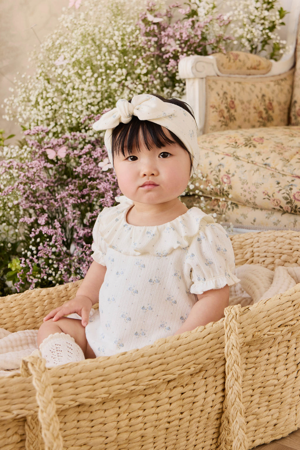 Organic Cotton Pointelle Marlene Bodysuit - Molly Blue