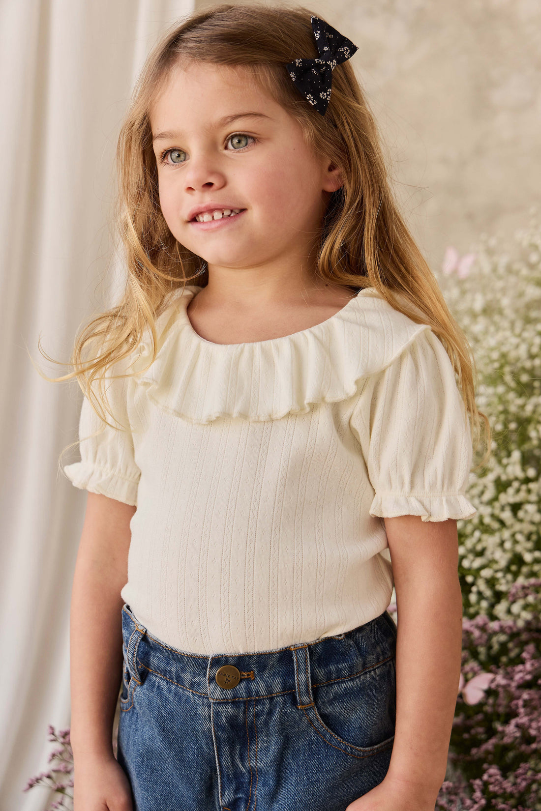 Organic Cotton Pointelle Marlene Top - Parchment