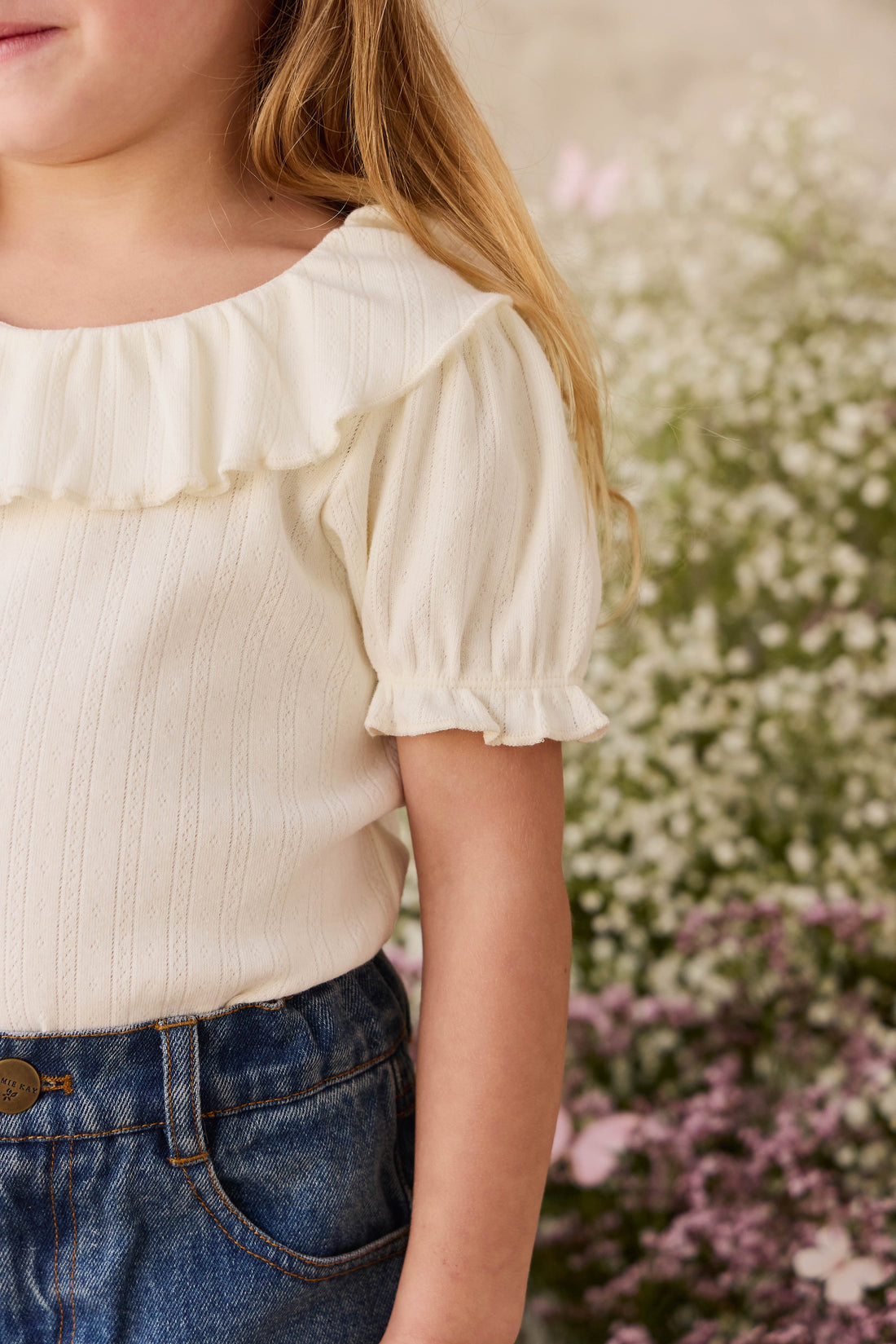 Organic Cotton Pointelle Marlene Top - Parchment