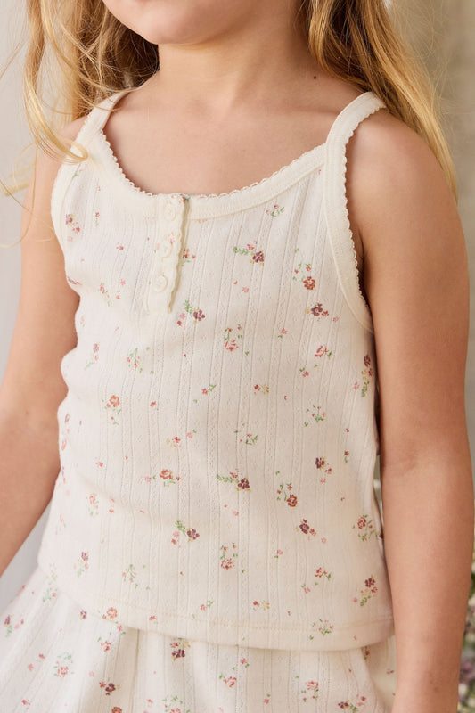 Organic Cotton Pointelle Anais Singlet - Eloise Egret