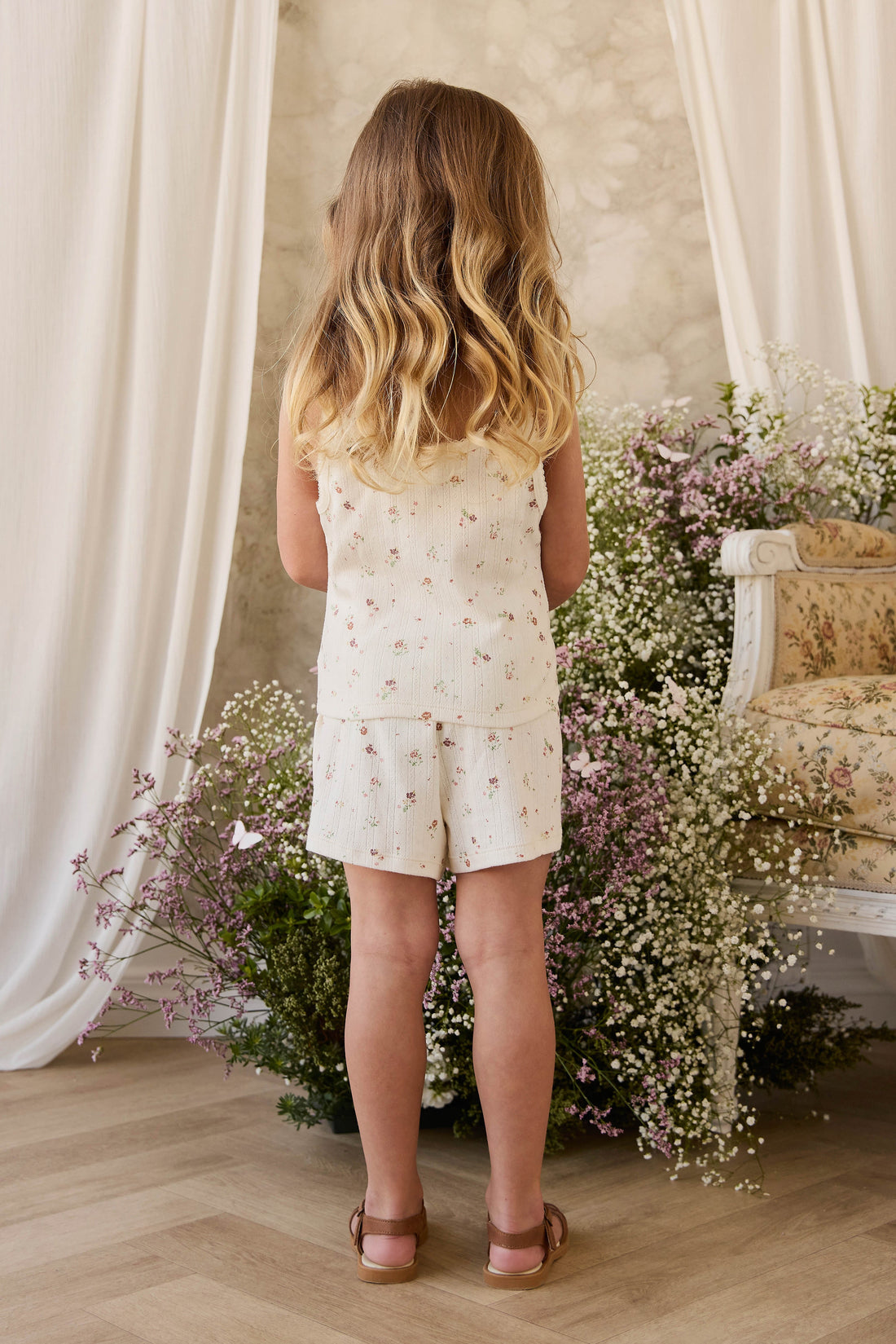 Organic Cotton Pointelle Anais Short - Eloise Egret