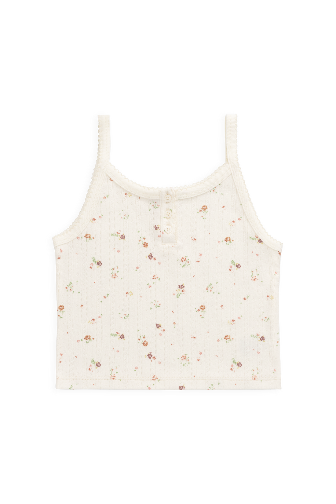 Organic Cotton Pointelle Anais Singlet - Eloise Egret