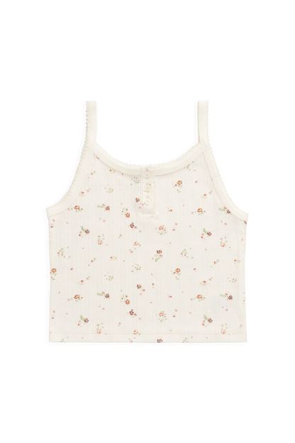 Organic Cotton Pointelle Anais Singlet - Eloise Egret