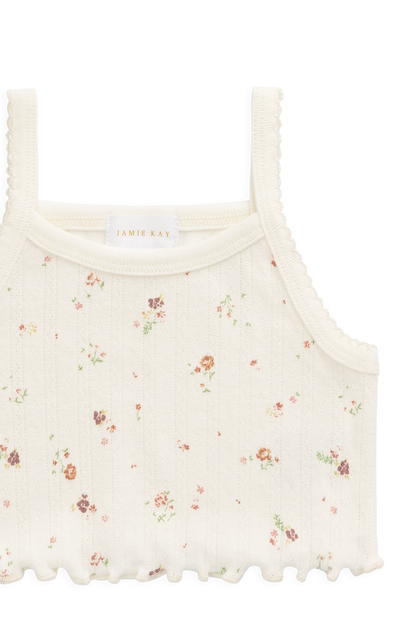 Organic Cotton Pointelle Bebe Singlet - Eloise Egret