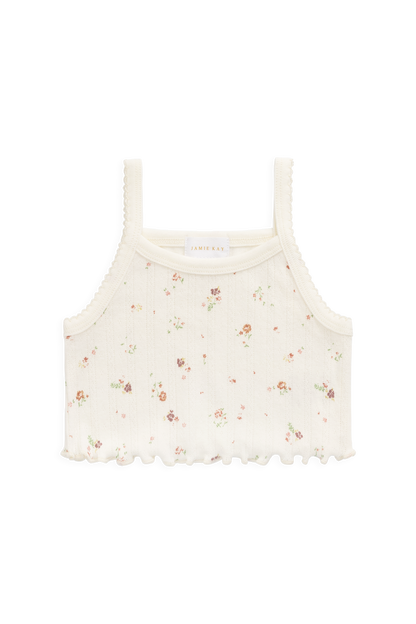 Organic Cotton Pointelle Bebe Singlet - Eloise Egret