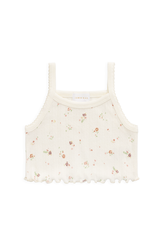 Organic Cotton Pointelle Bebe Singlet - Eloise Egret