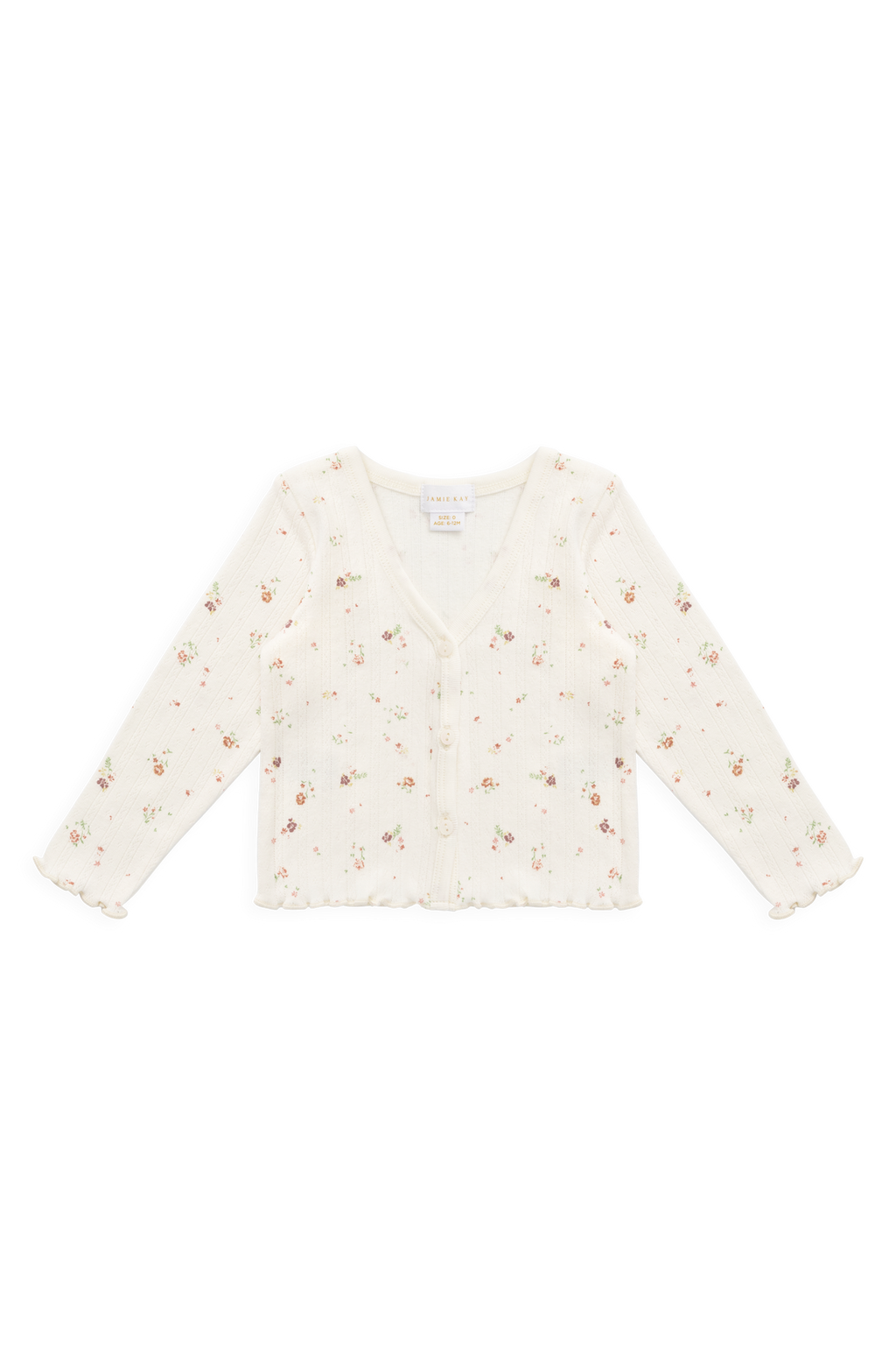 Organic Cotton Pointelle Carine Cardigan - Eloise Egret