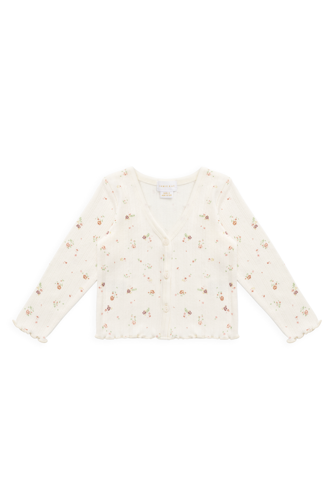 Organic Cotton Pointelle Carine Cardigan - Eloise Egret