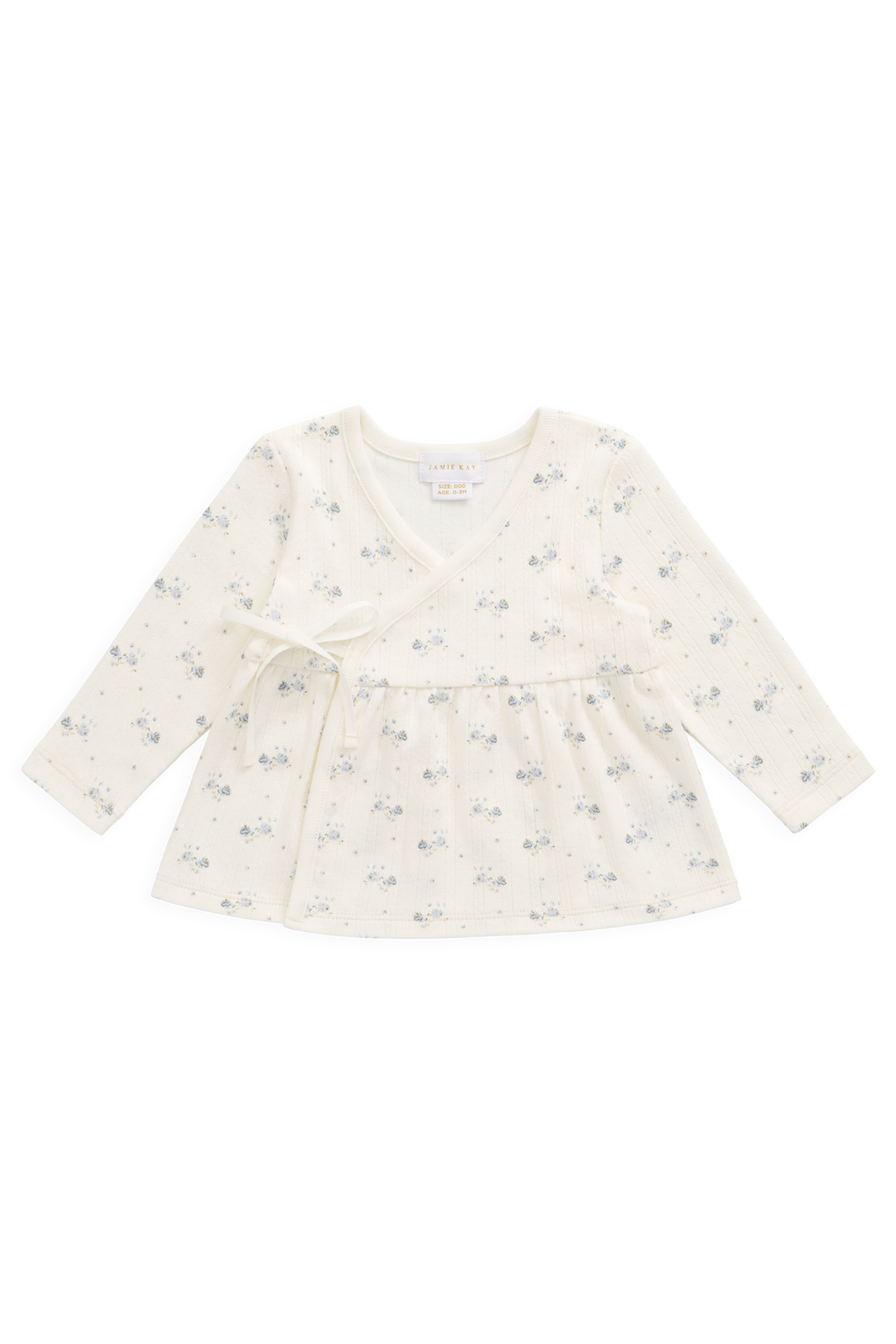 Organic Cotton Pointelle Clemence Wrap Top - Molly Blue