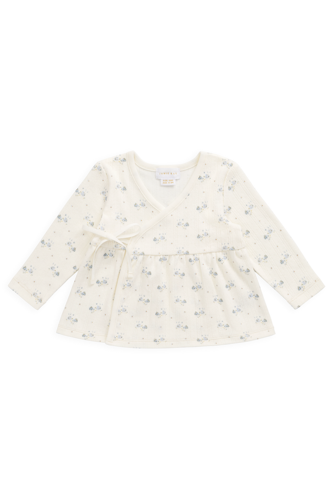 Organic Cotton Pointelle Clemence Wrap Top - Molly Blue