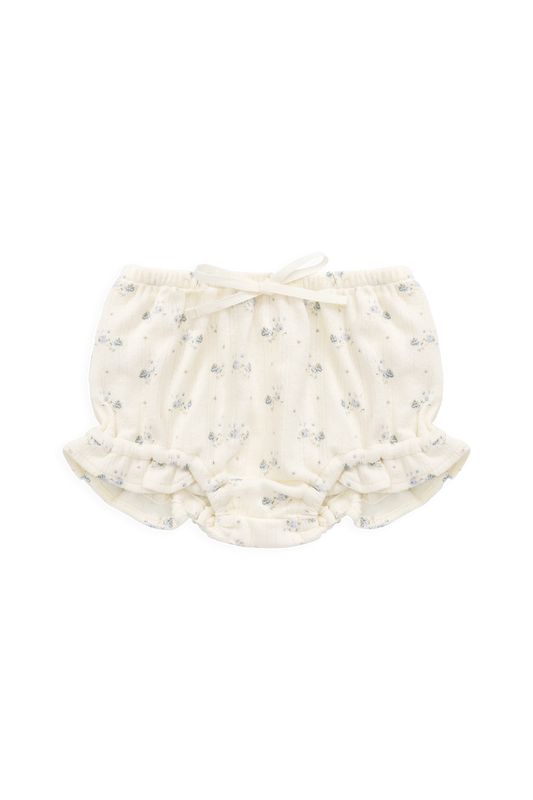 Organic Cotton Pointelle Frill Bloomer - Molly Blue