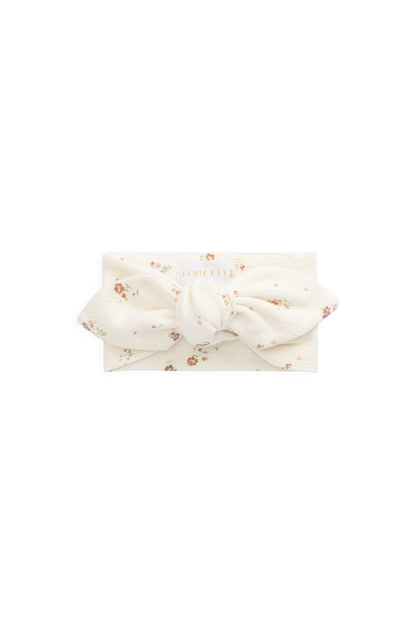 Organic Cotton Pointelle Headband - Eloise Egret