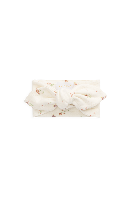 Organic Cotton Pointelle Headband - Eloise Egret