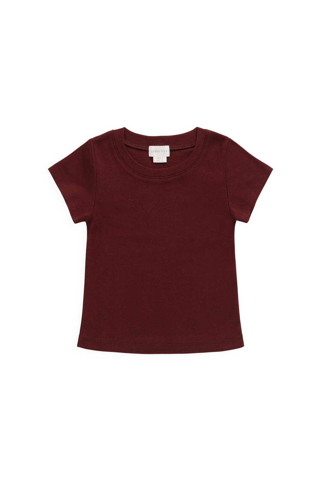 Organic Cotton Rib Helene Tee - Burgundy