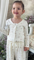 Organic Cotton Pointelle Carine Cardigan - Eloise Egret